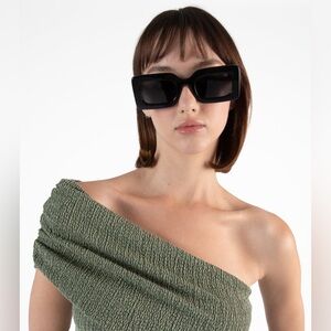 MATT & NAT “Tito” Black Rectangular Polarized Sunglasses